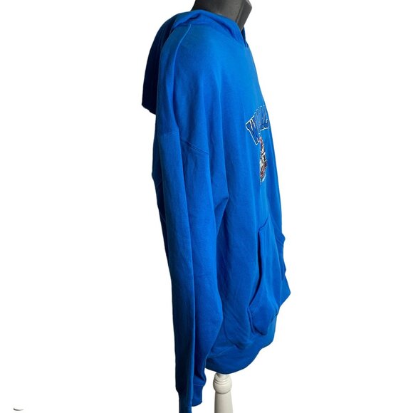 2005 Rusty Wallace Last Call Hoodie Sweatshirt L Blue Embroidered Fleece Pocket - Picture 6 of 7